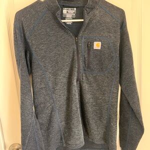 Carhartt Men’s Small Quarter Zip Pullover Heathered Navy (Women’s Looser Fit)